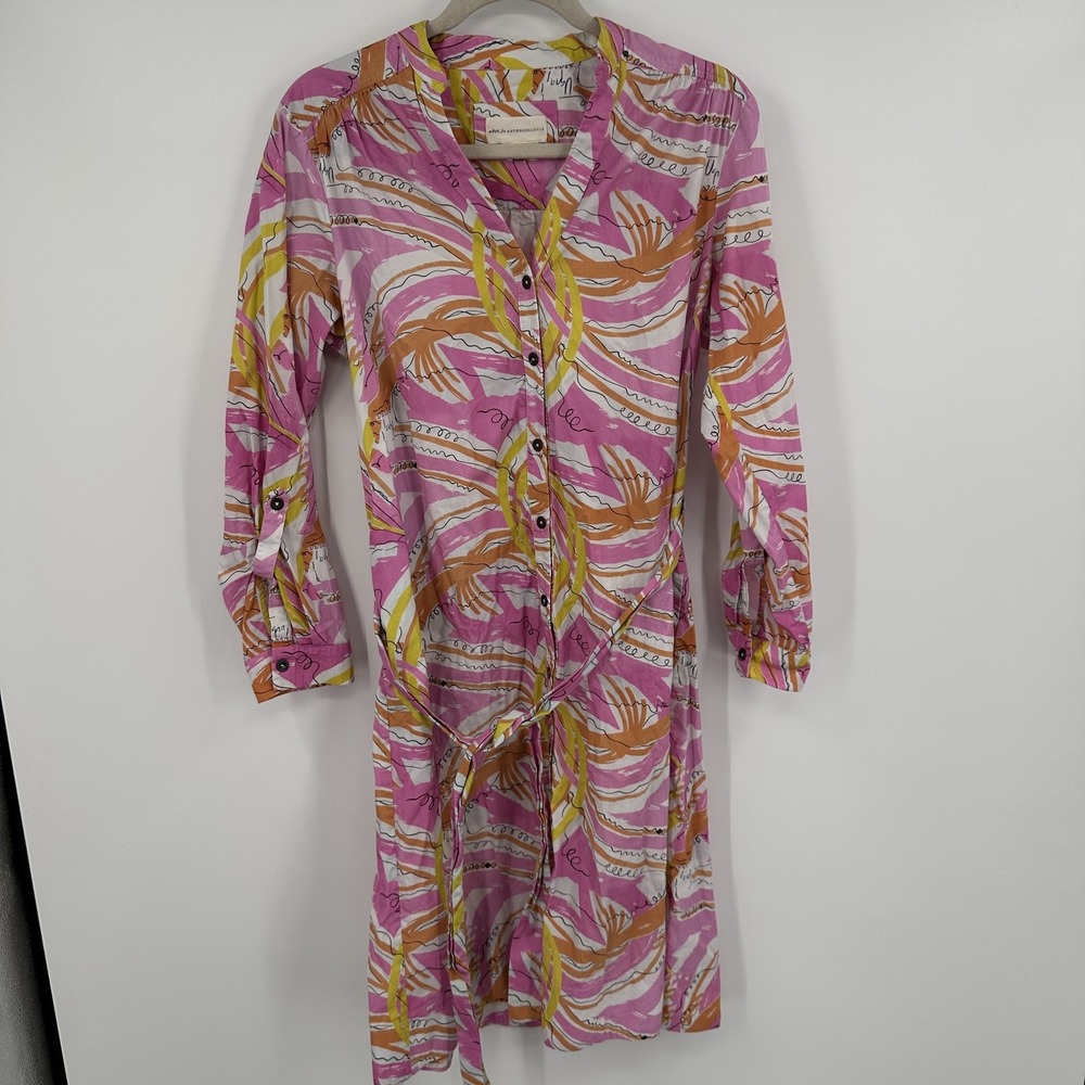 Viva For Anthropologie Dress Womens‎ Small Belted Button Up Shirt Dress